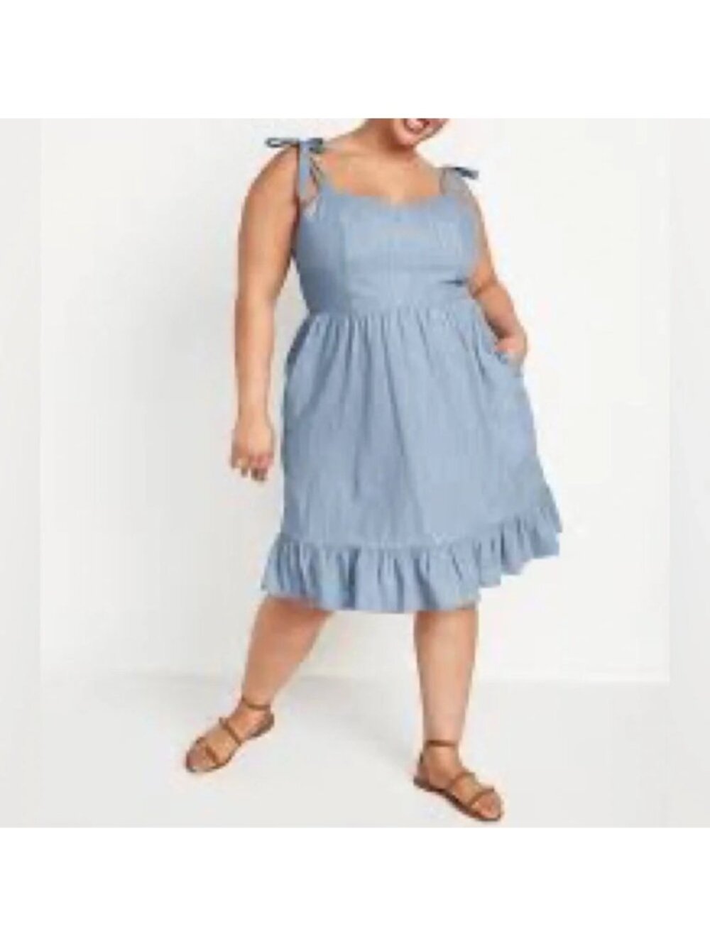 Old Navy Light Blue Chambray Fit & Flare Dress - 4X